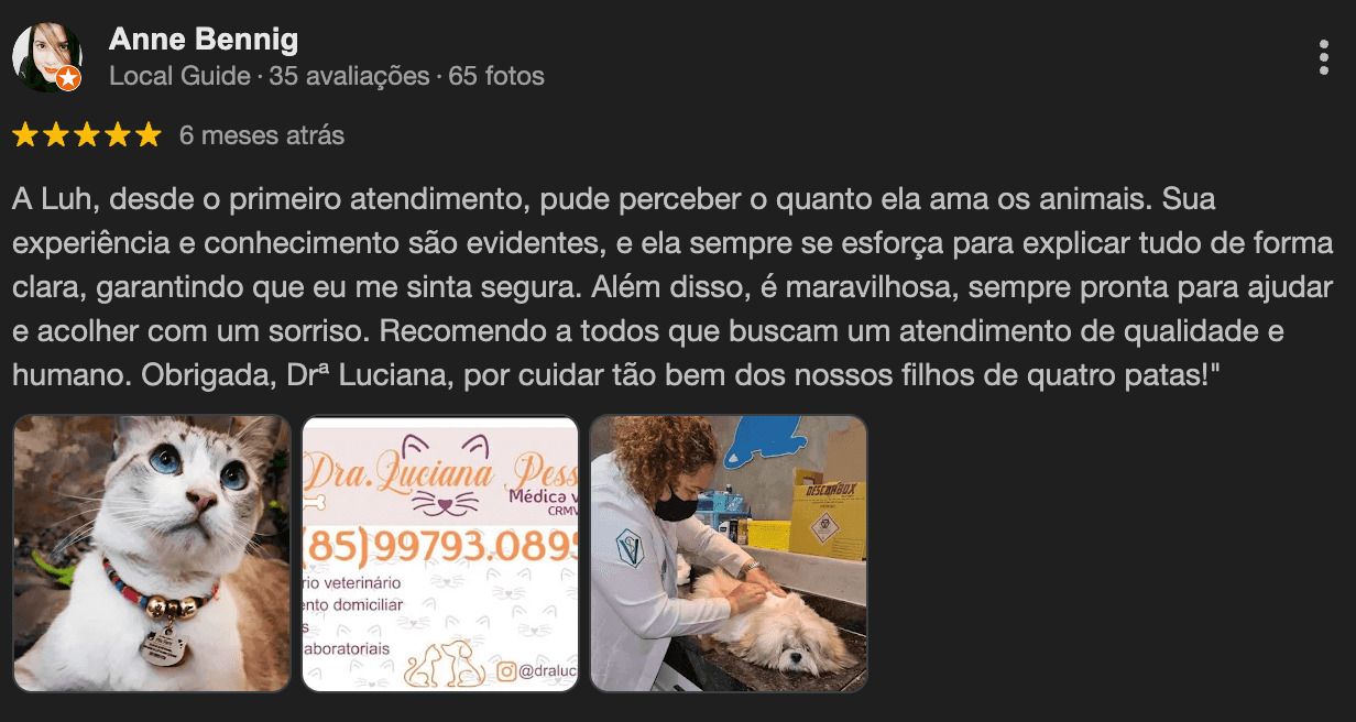 Avaliação de cliente